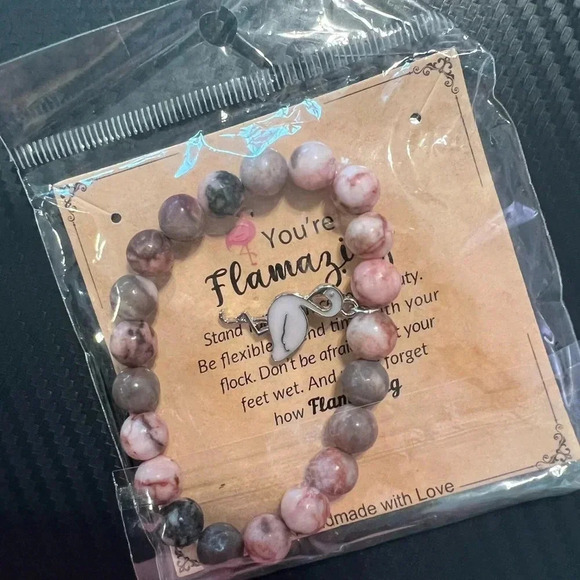 Flemming Bracelet Pink Brown Gray Earthtones Beads - Picture 9 of 9